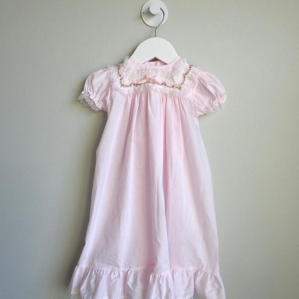 Vintage 80s/90s Baby Girl Alexis Pink Lace Gown 0-6M - Picture 2 of 8